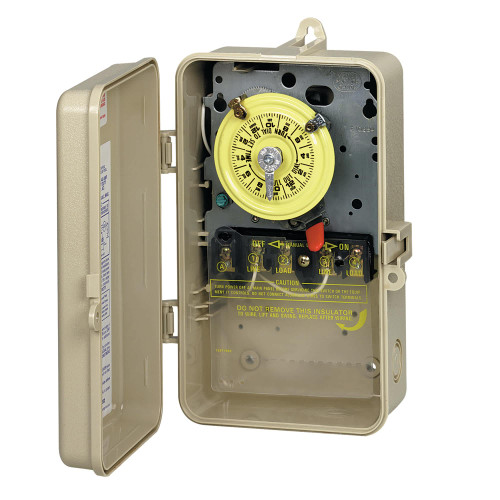 Intermatic T100 24-Hour Mechanical Time Switch, 208 to 277V, DPST, Plastic Enclosure