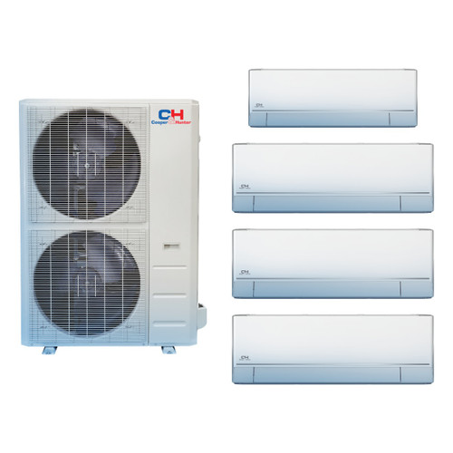 Cooper & Hunter 48,000 BTU 4 Ton 24 SEER2 Wall Mounted Quad Zone Ductless Mini Split Heat Pump System 9K + 18K + 18K + 18K Astoria R-454B 208/230V, model CH-R48MES-AST-9-18-18-18