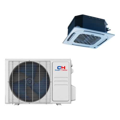 Cooper & Hunter Ceiling Cassette 12,000 BTU 1 Ton 21.1 SEER2 4-Way Ceiling Cassette Ductless Mini Split Heat Pump System R-454B 208/230V | CH-RES12-230VO-CH-RH12MCT