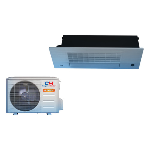 Cooper & Hunter One-Way Cassette 6,000 BTU 0.5 Ton 22 SEER2 One-Way Ceiling Cassette Ductless Mini Split Heat Pump System R-454B 208/230V, model CH-RHP06F9-230VO-CH-RSH06-12MCT1W