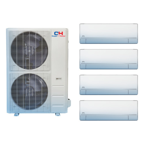 Cooper & Hunter 48,000 BTU 4 Ton 24 SEER2 Wall Mounted Quad Zone Ductless Mini Split Heat Pump System 9K + 12K + 12K + 12K Astoria R-454B 208/230V, model CH-R48MES-AST-9-12-12-12