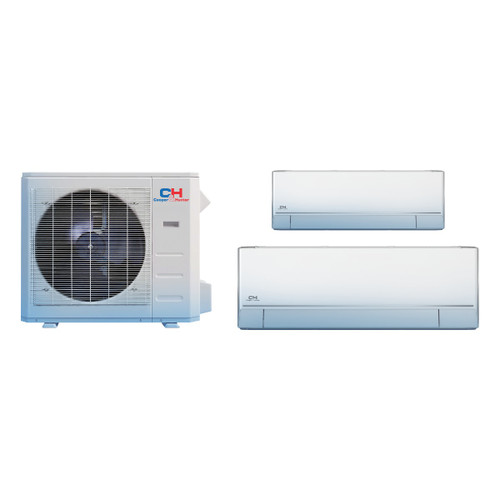 Cooper & Hunter 28,000 BTU 2.5 Ton 25 SEER2 Wall Mounted Dual Zone Ductless Mini Split Heat Pump System 9K + 24K Astoria R-454B 208/230V | CH-R28MES-AST-9-24