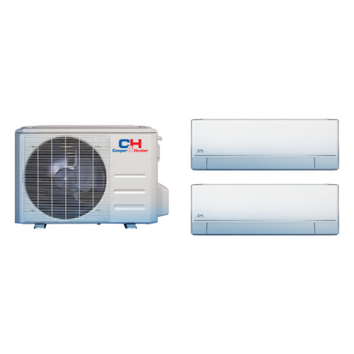 Cooper & Hunter 18,000 BTU 1.5 Ton 25.1 SEER2 Wall Mounted Dual Zone Ductless Mini Split Heat Pump System 12K + 12K Astoria R-454B 208/230V | CH-R18MES-AST-12-12