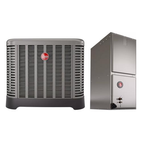 Rheem 3 Ton 14.3 SEER2 7.5 HSPF2 Heat Pump Split System, 208/230V 3-Phase Heat Pump, with Multi-Position ECM Constant Torque Air Handler (208/230V 1-Phase), R454B | RP15AY36AC2NA RH2TY3621STANNJ