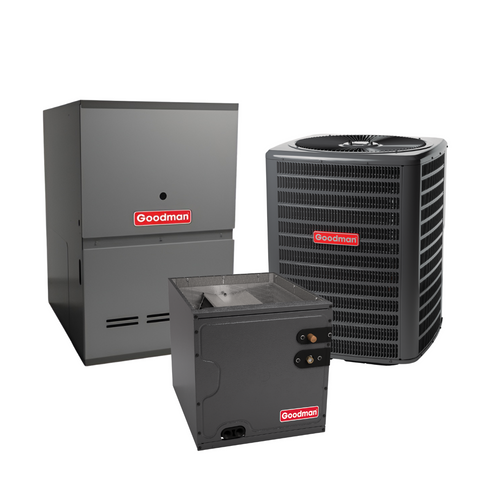 Goodman 3 Ton 13.4 SEER2 80% AFUE 100,000 BTU Downflow/Horizontal Gas Electric Air Conditioner Split System Single Stage Low Nox | GLXS3BN3610 CAPFA6030C3 GD9S801005CX