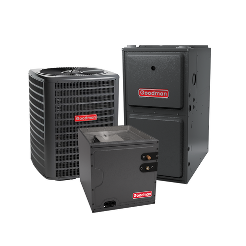 Goodman 2 Ton 14.5 SEER2 96% AFUE 80,000 BTU Gas Electric Air Conditioner Split System Upflow R-32 | GLXS4BA2410 GR9S960803BN CAPTA3022B3