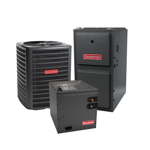 Goodman 2 Ton 14.5 SEER2 96% AFUE 60,000 BTU Gas Electric Air Conditioner Split System Upflow R-32 | GLXS4BA2410 GR9T960603BN CAPTA2422B3