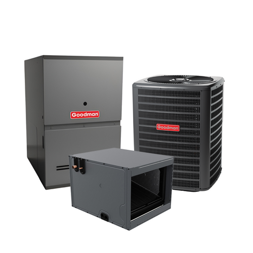 Goodman 3 Ton 14 SEER2 80% AFUE 100,000 BTU Gas Electric Air Conditioner Split System Horizontal R-32 | GLXS4BA3610 GD9S801005CN CHPTA3630C3