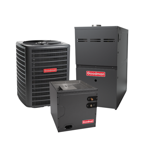 Goodman 2 Ton 16 SEER2 80% AFUE 60,000 BTU Gas Electric Air Conditioner Split System Upflow R-32 | GLXS5BA2410 GR9T800603BX CAPTA3026B3