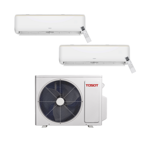 Tosot 3 Ton 36,000 BTU 21 SEER2 Dual Zone Wall Mounted Ductless Mini Split System 9 + 24 | TMSCI7H4R36-TAPEC7H4R09-4WS-TAPEC7H4R24-4WS