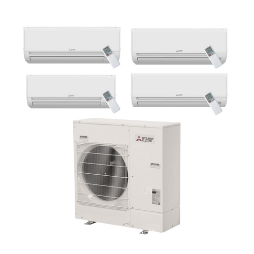 Mitsubishi Electric 48,000 BTU 17.6 SEER2 Quad Zone Wall Mounted Ductless Mini Split Heat Pump System 6+6+15+18 R454B Refrigerant | MXZ-SM48NL-MSZ-GX06NL-MSZ-GX06NL-MSZ-GX15NL-MSZ-GX18NL