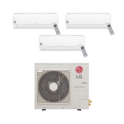 LG 33,000 BTU 21 SEER2 Tri Zone Wall Mounted Ductless Mini Split Heat Pump System 9+12+12 R32 Refrigerant | KUMXB361A-KNUAB091A-KNUAB121A-KNUAB121A