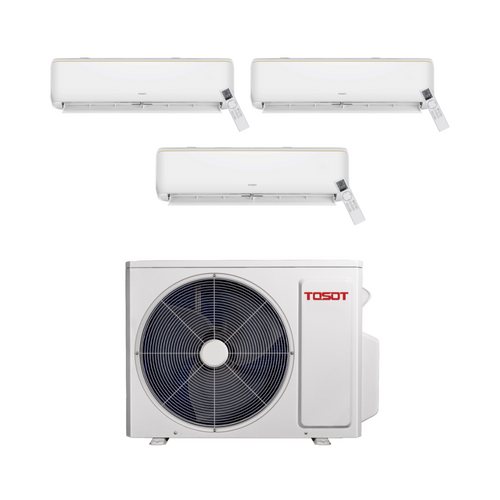 Tosot 33,000 BTU 21 SEER2 Tri Zone Ceiling Recessed Ductless Mini Split Heat Pump System 9+12+12 R32 Refrigerant | TMSCI7H4R36-1-TAPEC7H4R09-4WS-2-TAPEC7H4R12-4WS