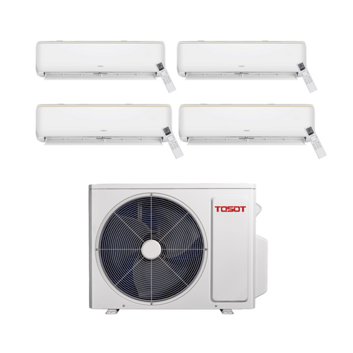 Tosot 36,000 BTU 21 SEER2 Quad Zone Ceiling Recessed Ductless Mini Split Heat Pump System 9+9+9+9 R32 Refrigerant | TMSCI7H4R36-4-TAPEC7H4R09-4WS