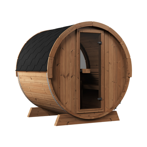 Mr. Steam 1 to 6 Person Round Outdoor Sauna 7’ x 8’ 9kW The Barrel Haus Collection | MSBS78AC9C1