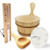 SaunaLife Essentials Set 1 Wood Sauna Bucket and Ladle Set w/ Sand Timer and White Thermometer