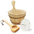 SaunaLife Essentials Set 8 Wood Sauna Bucket and Ladle Set w/ Thermometer and Hygrometer