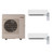 Mitsubishi MXZ-3C24NA3-MSZ-GS09NA-MSZ-GS09NA dual zone system: outdoor unit with indoor units and remotes