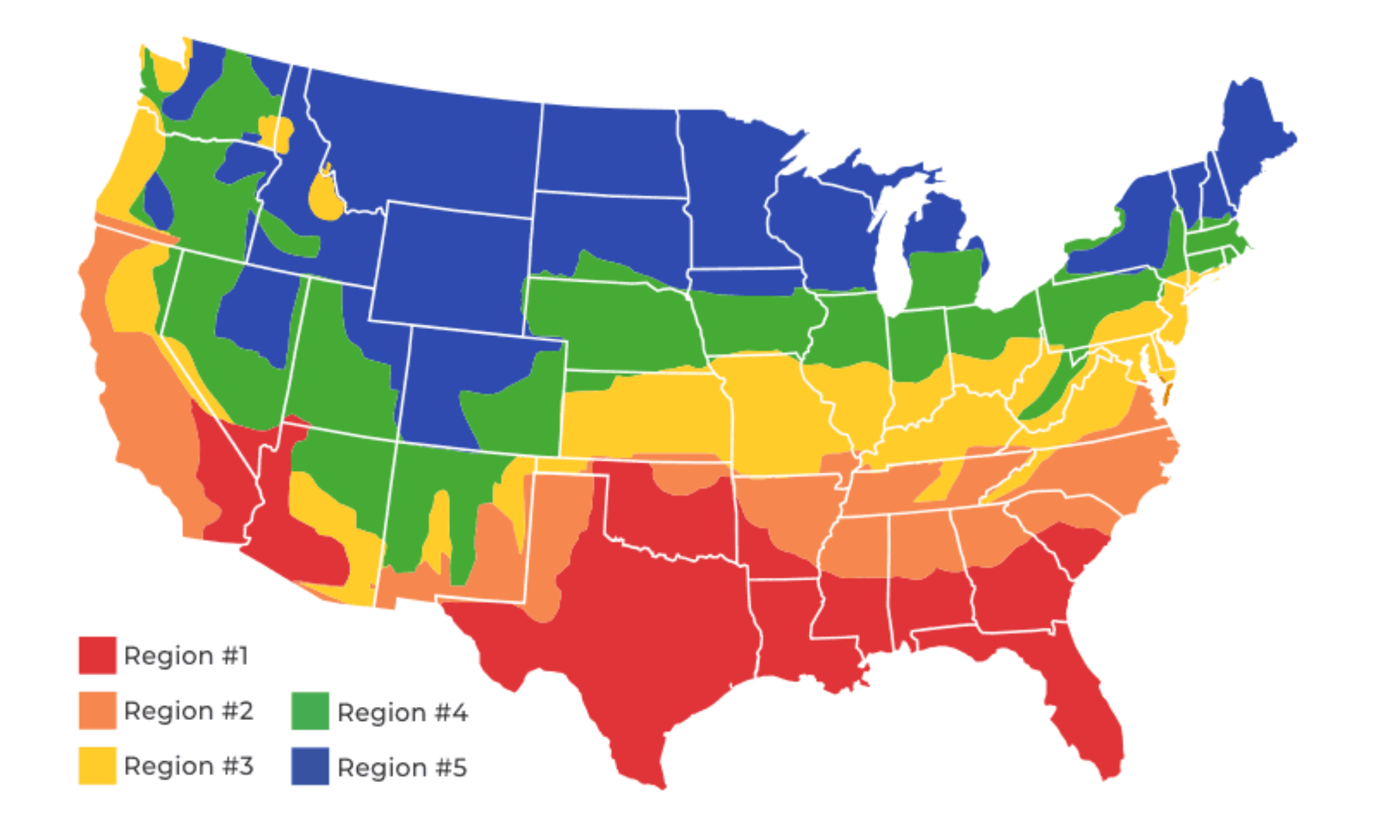 USA climate zones map (color-coded)