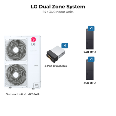 LG Dual Zone Vertical Air Handler Ducted Mini Split 24+36 | KUMXB541A ...