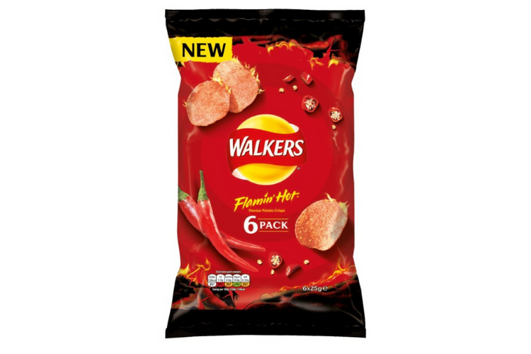 Walkers Flamin' Hot Flavour Crisps 6 x 25g