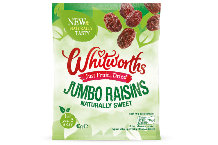 Whitworths Snack Pack Jumbo Raisins - 40g