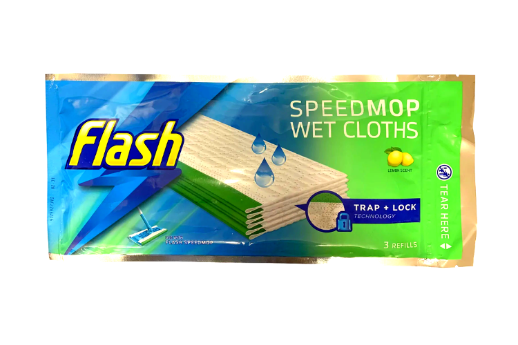 Flash Speedmop Wet Cloths Lemon Scent x 3 Refills Best Before