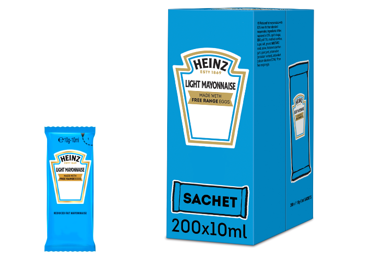Box of Heinz Light Mayonnaise 200 x 10ml Sachets Best Before it's