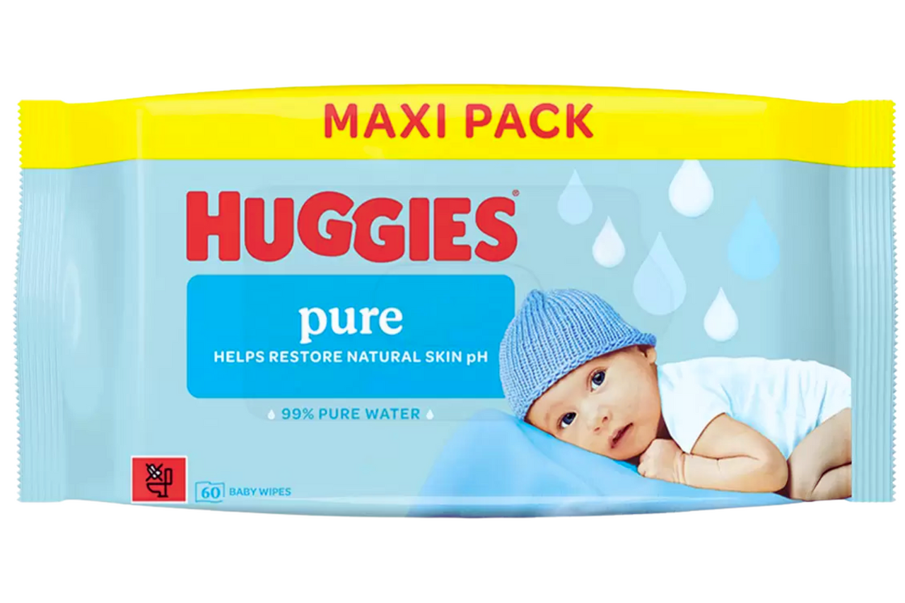Huggies Pure 99% Pure Water Baby Wipes 60 Wipes