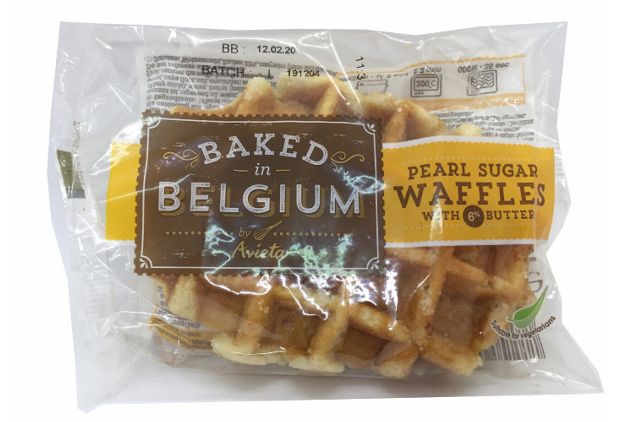 Baked Belgium Pearl Sugar Waffle With Butter 90g Contains One Baked Belgium Pearl Sugar Waffle With Butter 90g Contains One