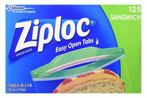 Ziploc - 125 Sandwich Bags -16.5 x 14.9 cm