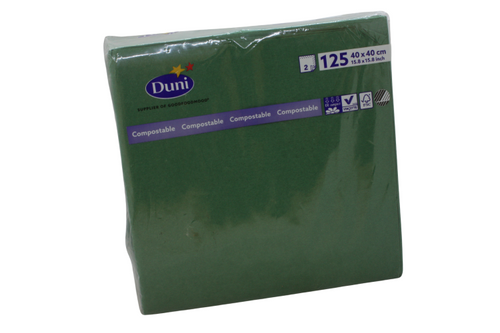 Duni - Napkins - Dark Green - 2 Ply - 40cm x 40cm - 125 pieces