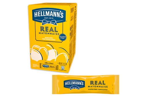 Box of Hellmann's - Real Mayonnaise - Gluten Free - 198 x 10ml Sachet