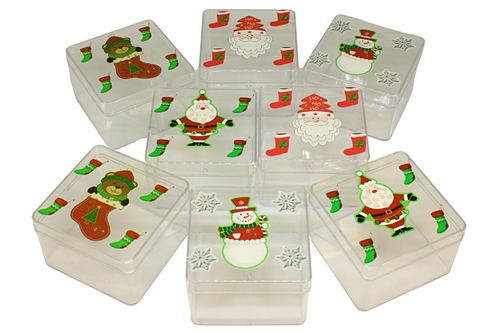 8 Acrylic Christmas Box Set - 7.5cm x 7.5cm x 5cm