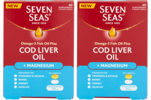Seven Seas - Cod Liver Oil + Magnesium - 60 Caps + 60 Tabs - 2 Month Supply