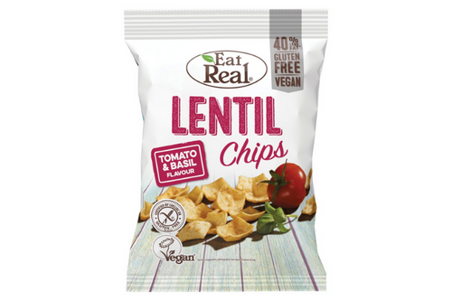 Eat Real - Lentil Chips - Tomato & Basil Flavour - Vegan - 40g