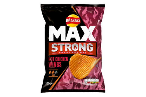 Walkers - Max Strong - Hot Chicken Wings Ridged Crisps - 150g