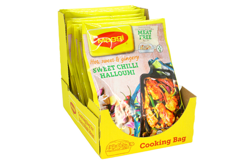 Box of Maggi - Hot, Sweet & Gingery Sweet Chilli Halloumi Seasoning & Cooking Bag - 16 x 44g