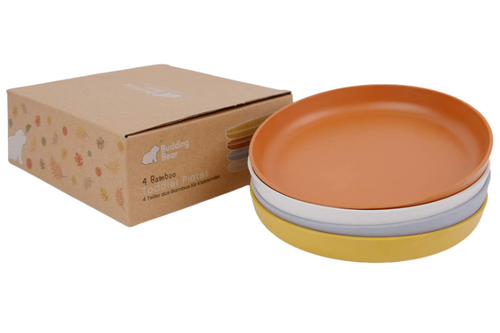 Budding Bear - 4 Bamboo Toddler Plates 