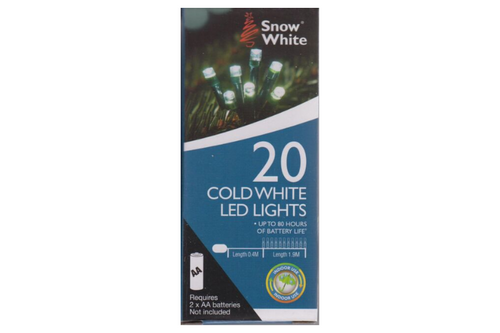 Snow White - 20 Cold White LED Lights - Indoor Use