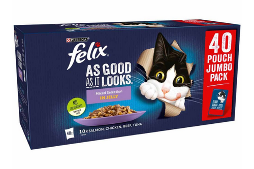 Felix - Mixed Selection In Jelly Cat Pouches - 40 x 100g .