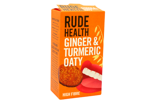 Rude Health - Ginger & Turmeric Oaty Biscuits - High Fibre - 4 x 50g