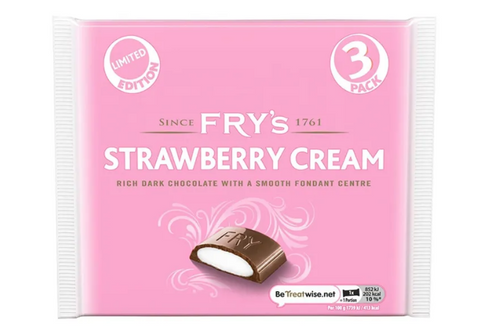 Fry's - Strawberry Cream - Rich Dark Chocolate with a Smooth Fondant Centre - 3 x 49g