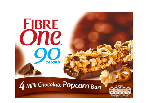 Fibre One - 90 Calorie - Milk Chocolate Popcorn Bars - 4 x 21g