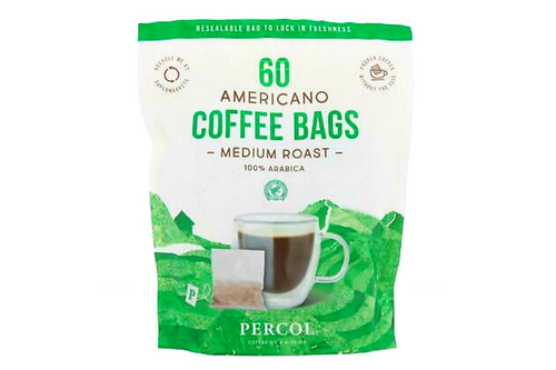Percol - Americano - 100% Arabica Coffee Bags - Medium Roast - 480g (60 x 8g)
