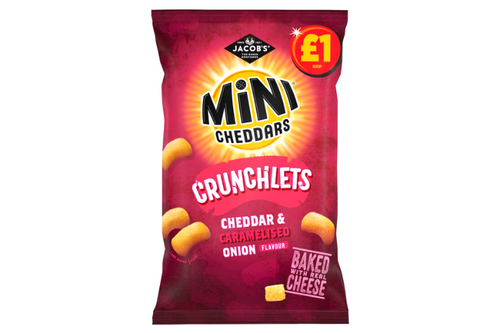 Jacob's - Mini Cheddars - Crunchlets - Cheddar & Caramelised Onion Flavour - 65g