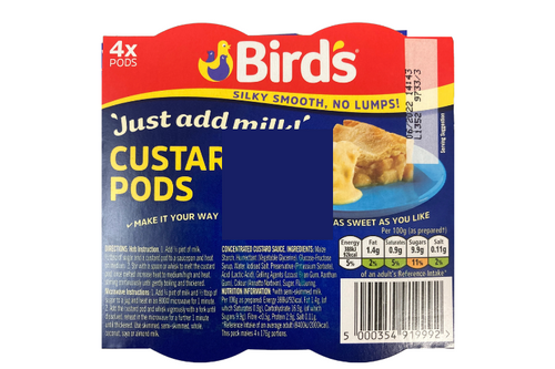 An image of Bird's - 4 x Custard Pods - Just Add Milk - 88g (4x22g)  from Best Before Its Gone, we stock products near or past their best Before Date.