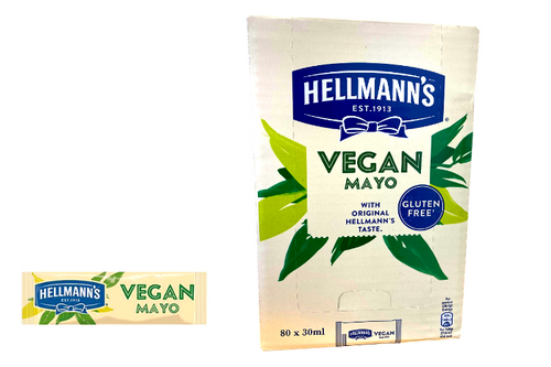 An image of Box of Hellmann's - Vegan Mayo Sachets - Gluten Free - 80 x 30ml from Best Before Its Gone, we stock products near or past their best Before Date.
