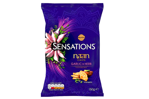 Walkers - Sensations - Naan Chips - Garlic & Herb Flavour Wheat Snacks - 150g