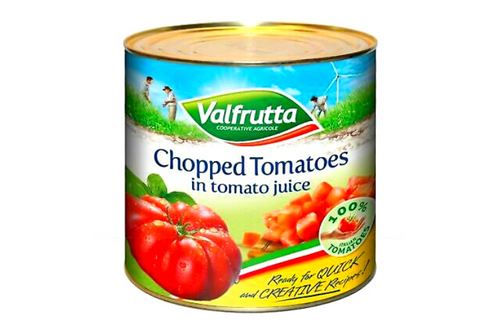 An image of Valfrutta - Chopped Tomatoes in Tomato Juice - 2550g (Damaged/Dented Tin) from Best Before Its Gone, we stock products near or past their best Before Date.